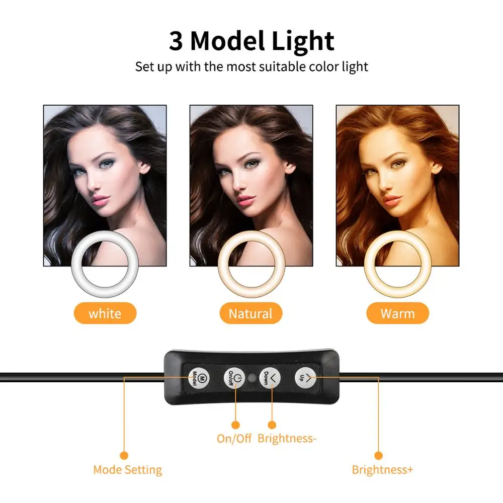 Mini 6inch Photography Lighting Phone table Ring Light Tripod Stand Photo Led Selfie remote Ring Light Lamp TikTok Youtube Live