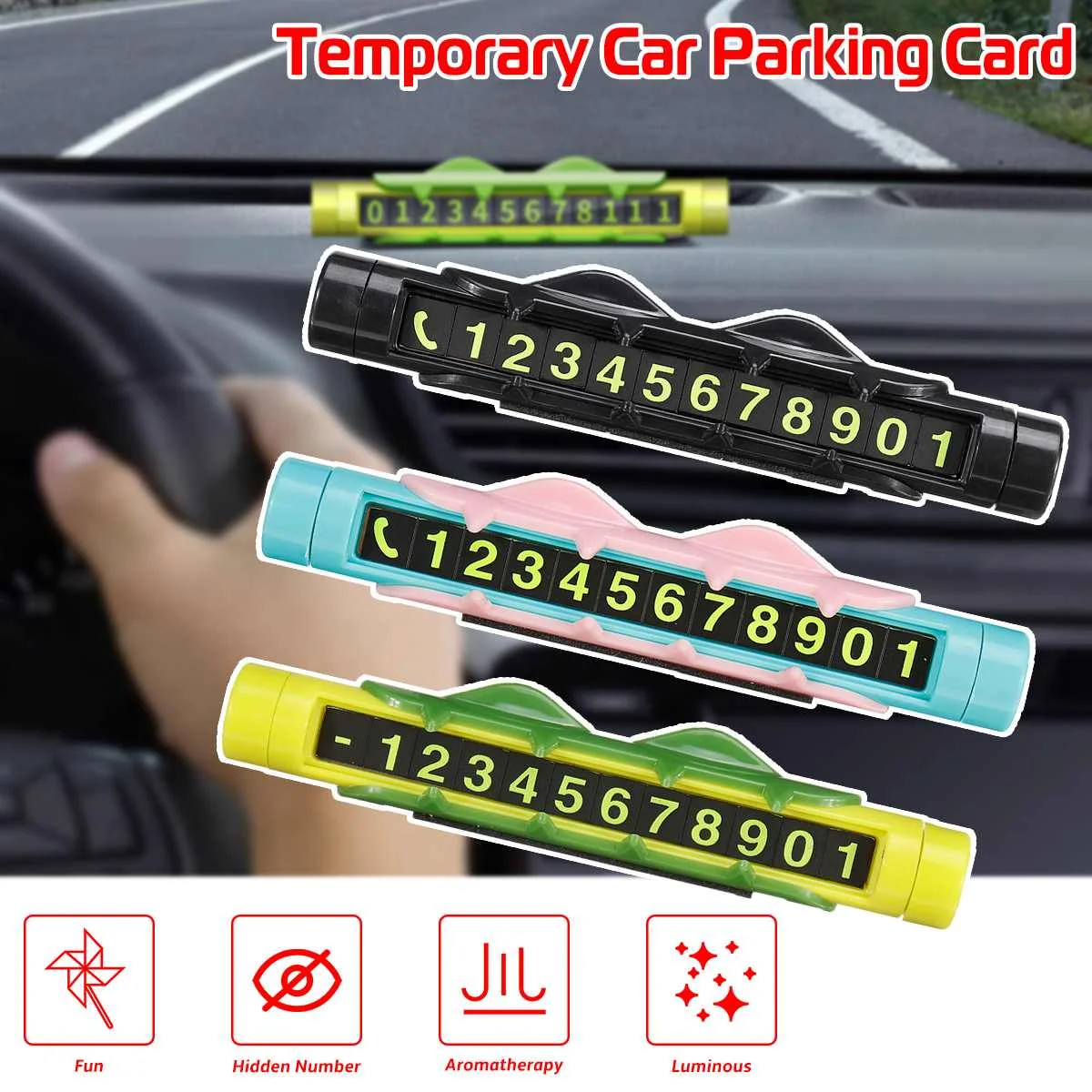 

Car Parking Card Luminous Phone Number Plate Sticker Night Light In Car Temporary Stop Car-styling Automobile Accessories