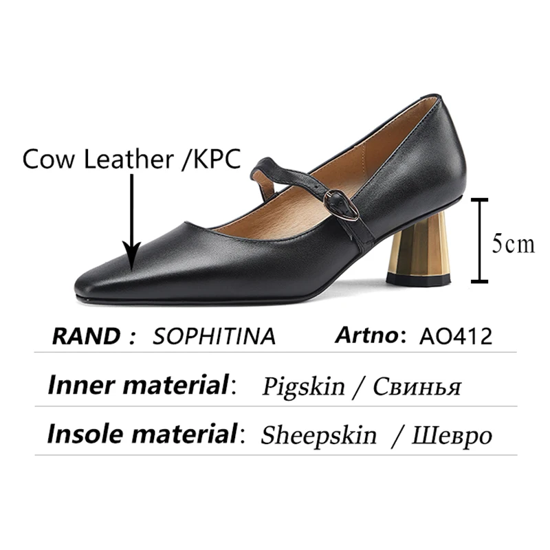 

SOPHITINA Spring Mary Jane Women's High Heels Classic One-line Buckle Pumps Small Square Toe Thick Heel Women's Shoes New AO412