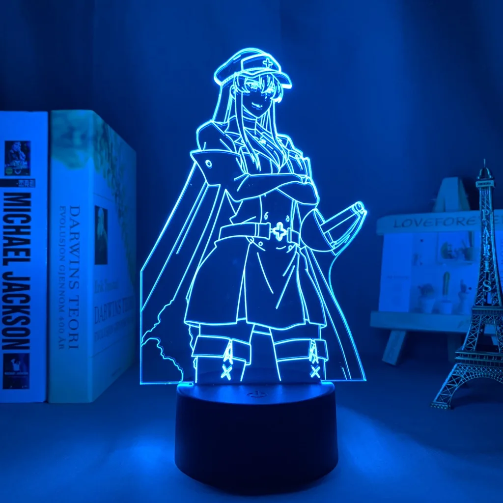 

Аниме 3d лампа Akame Ga Kill Esdeath светодиодный ночсветильник для комнаты Декор Светильник подарок на день рождения манга Akame Ga Kill неосветильник