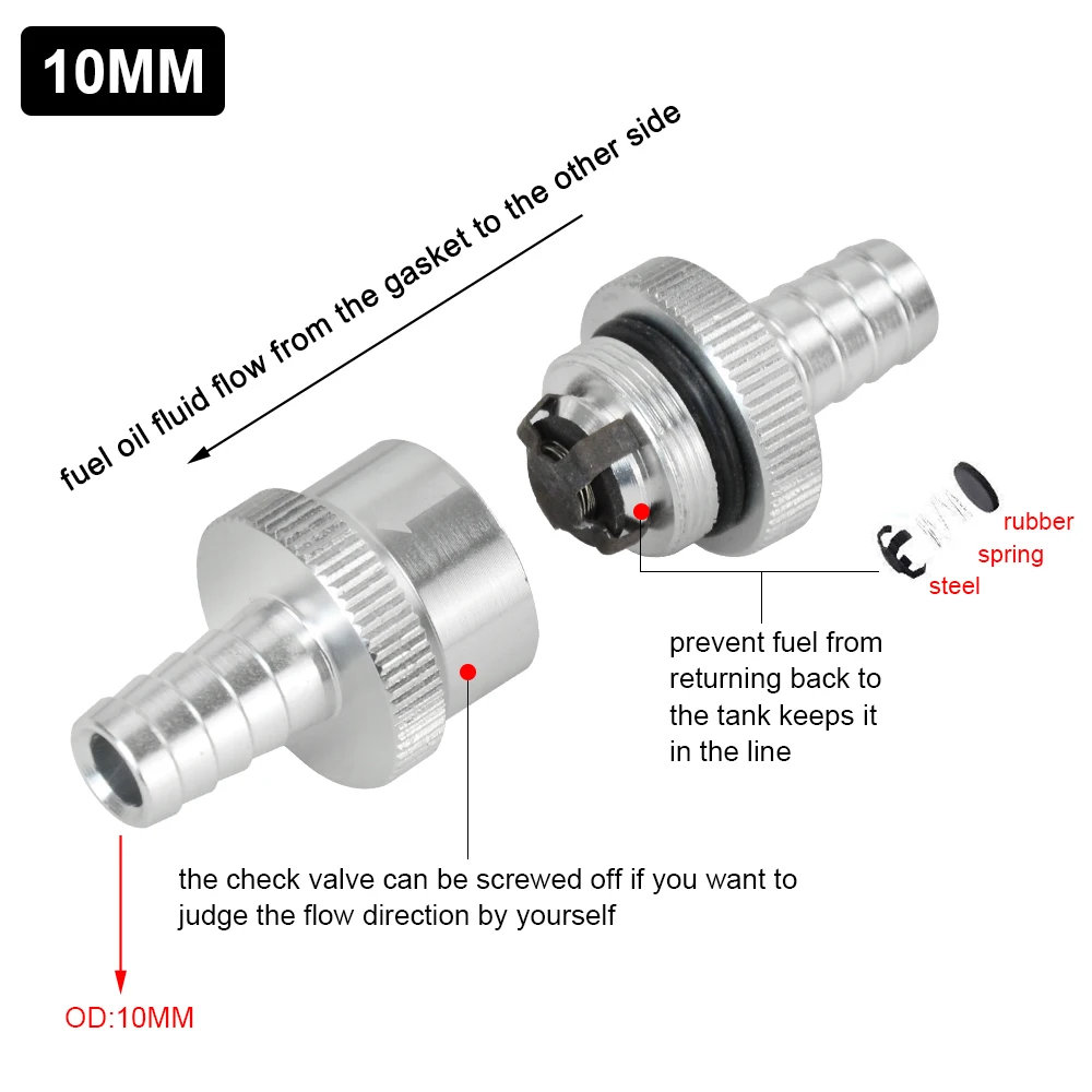WLR RACING 3/8 &quot10 мм без возврата односторонний топливный обратный клапан из