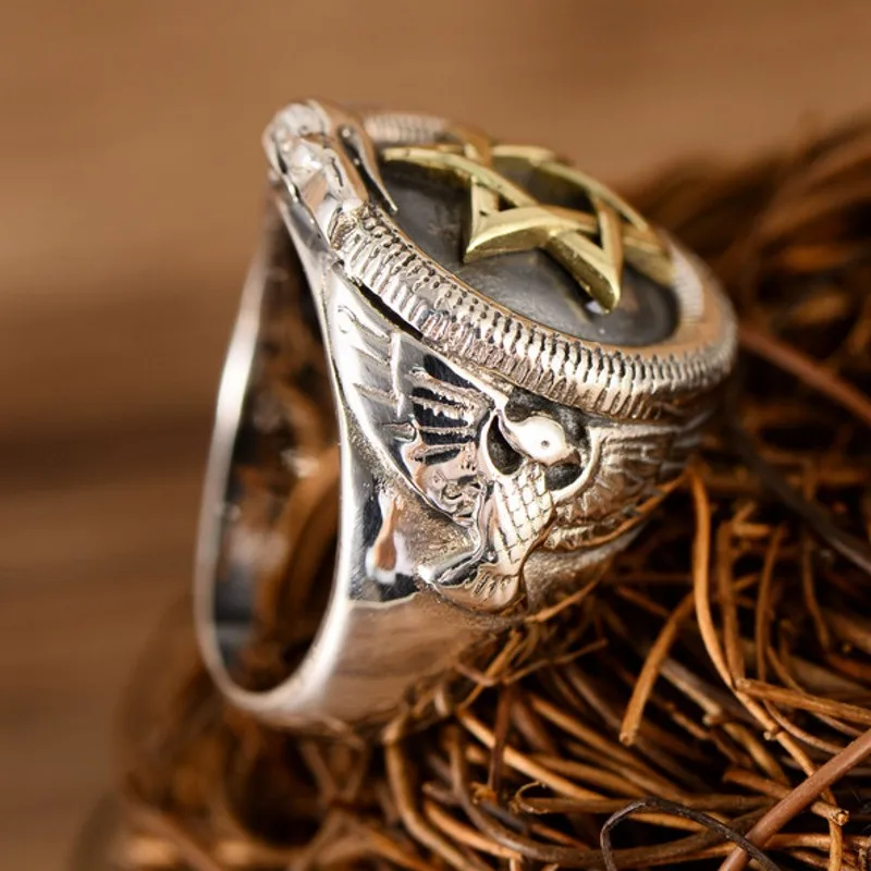 Новинка кольцо BOCAI из чистого серебра s925 пробы с шестиконечной звездой и змеей