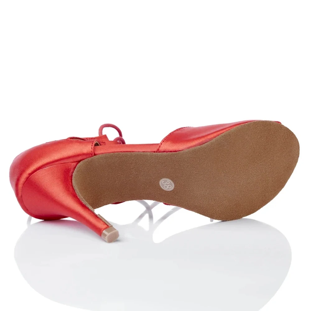 women's latin dance shoes salsa party dance shoes satin Waterproof platform red black bronze heel for women dance shoes