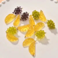 acrylic resin 3d mini simulation grape orange fruit pendant charms 2pcslot for diy fashion jewelry making finding accessories