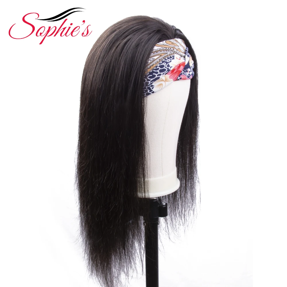 Парики из человеческих волос Софи, головная повязка, парики для чернокожих женщин, бразильские прямые волосы Remy, плотность 150, парики машинн... от AliExpress WW