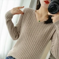 knit v neck womens autumnwinter 2021 new womens korean sweater womens long sleeve pullover blue pink grey pullover women
