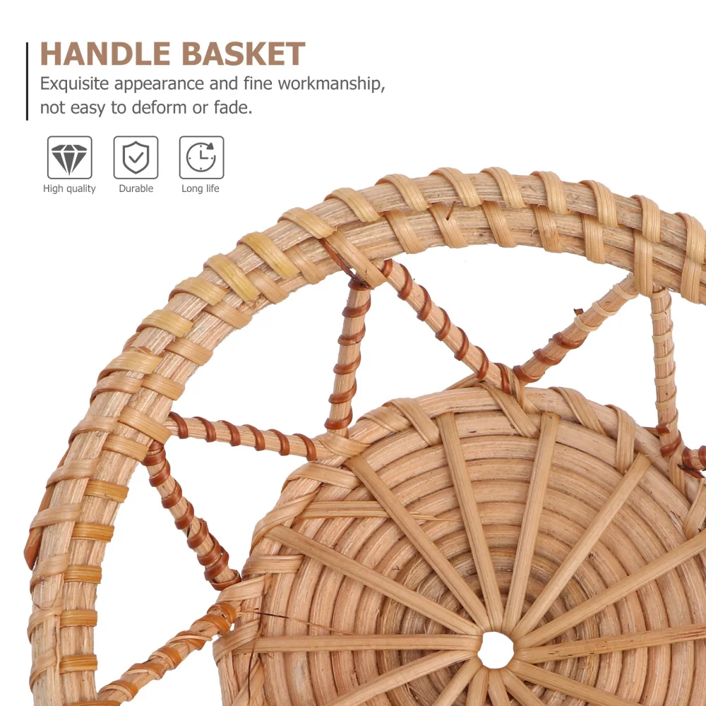 

1Pc Fruit Snack Storage Container Creative Rattan Basket Hollow-out Basket Khaki