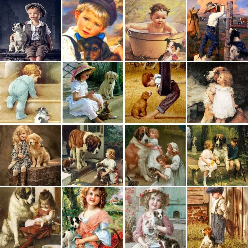 

5D Diamond Painting Little Boy And Dog Full Square Drill Rhinestone Diamond Embroidery Kid Cross Stitch Mosaic Wall Decor