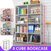 125cm double rows 8 cube decorative display stand toys storage shelf rack bookcase cabinet organizer bookshelf book display unit