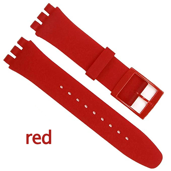 Ремешок для часов образец ремешка пряжка для SWATCH силиконовый ремешок для часов 16 мм 17 мм 19 мм 20 мм резиновый ремешок 16 мм аксессуары для часов - Цвет ремешка: red