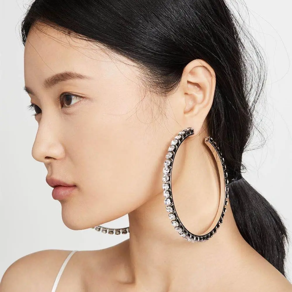 

2022 women's Sparkling Rhinestone Hoop Earrings Hot Sale Boho Girl Jewelry Collection Accessory Earrings