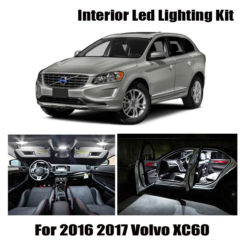 

10pcs White Canbus LED Interior Light Reading Bulbs Kit Fit For 2016 2017 Volvo XC60 Map Dome License Lamp Error Free