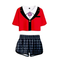 kakegurui solid short sleeve suit women girl 2 piece sets outfits 3d printing japanese cute anime cosplay 2021 new summer