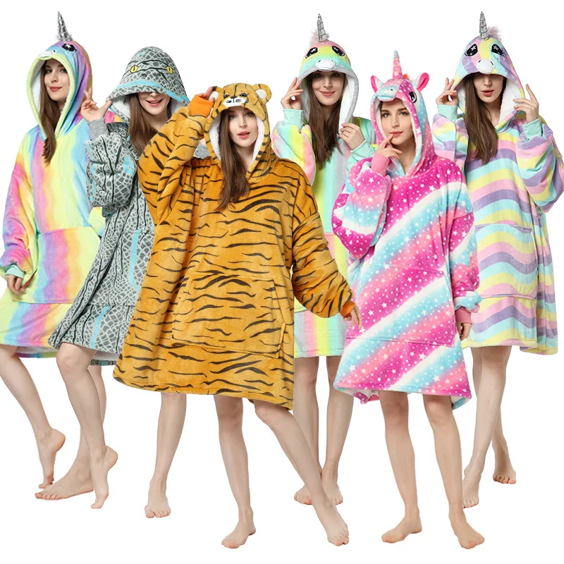 

Fashion Hoodie Blanket Sweatshirt for Women Super Soft Warm and Cozy Blanket Hoodie Thick Flannel Blanket with Sleeves Pocket