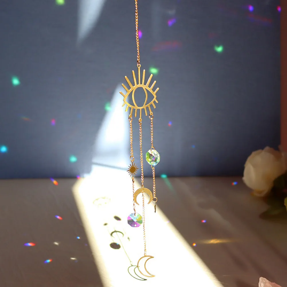 

4Pcs Crystal Wind Chime Pendant Wall Hanging Rainbow Chaser Sunlight Catcher Window Curtains Pendant Decor Supplies