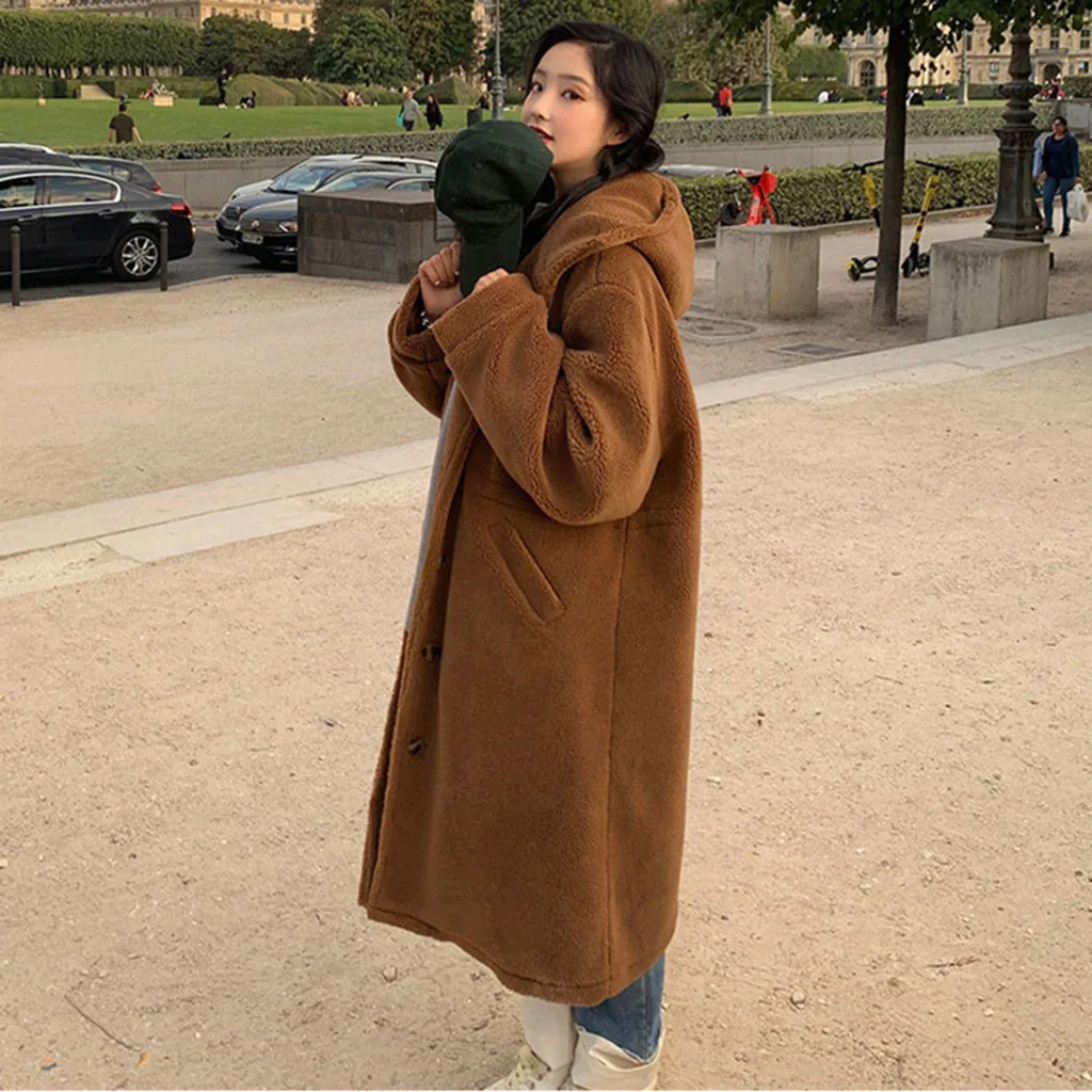 Женское зимнее длинное пальто из искусственного меха длинная куртка для женщин с