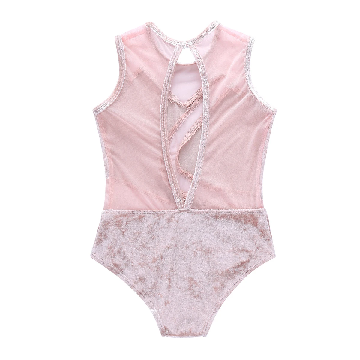 Girls Gymnastics Ballet Leotards Dance Kids Dancewear Clothing Sleeveless Pleuche Mesh Splice Cutout Back Dress | Детская одежда и