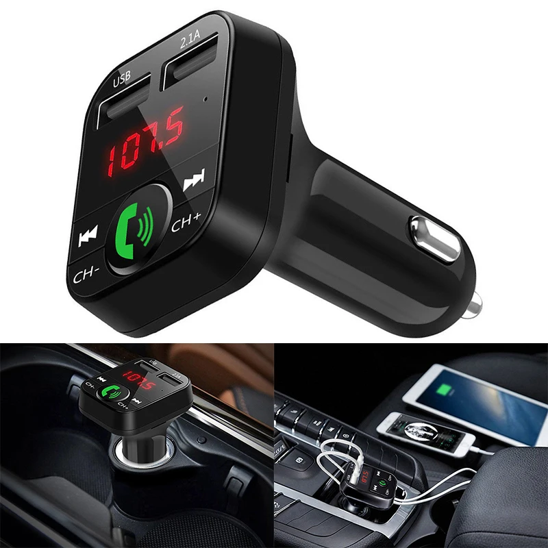 

Автомобильный MP3 FM-передатчик со светодиодный ным экраном Bluetooth Беспроводное зарядное устройство USB комплект громкой связи