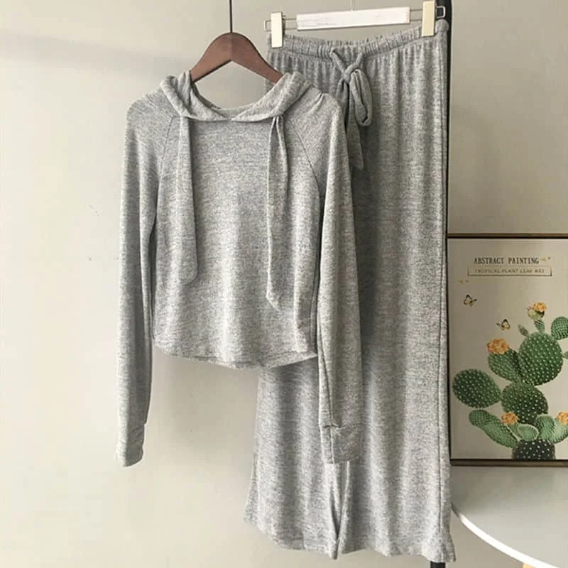 

Женский брючный костюм с капюшоном, комплект из двух предметов в Корейском стиле, весна-осень 2022