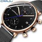 Часы наручные CRRJU Мужские кварцевые, роскошные брендовые полностью стальные деловые водонепроницаемые