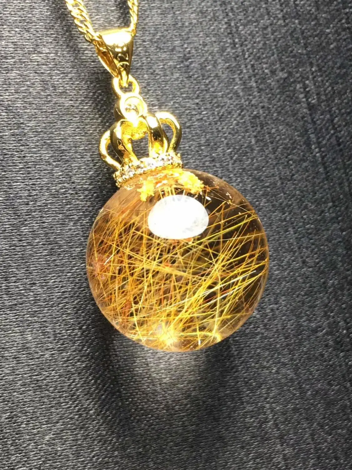 Натуральный Золотой рутилированный кварцевый кулон 19 мм шариковая форма для