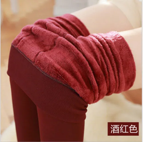 D Женские мягкие зимние толстые теплые флисовые однотонные теплые Эластичные Обтягивающие леггинсы, брюки, черный, серый, зеленый, фиолетовый - Цвет: D