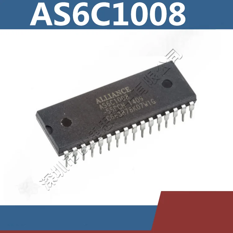 AS6C1008 Sram Chip Async Single 3V 1M Bit 128K X 8 55Ns 32 контактный Pdip Alt 55PCN 55PIN Бесплатная доставка 10