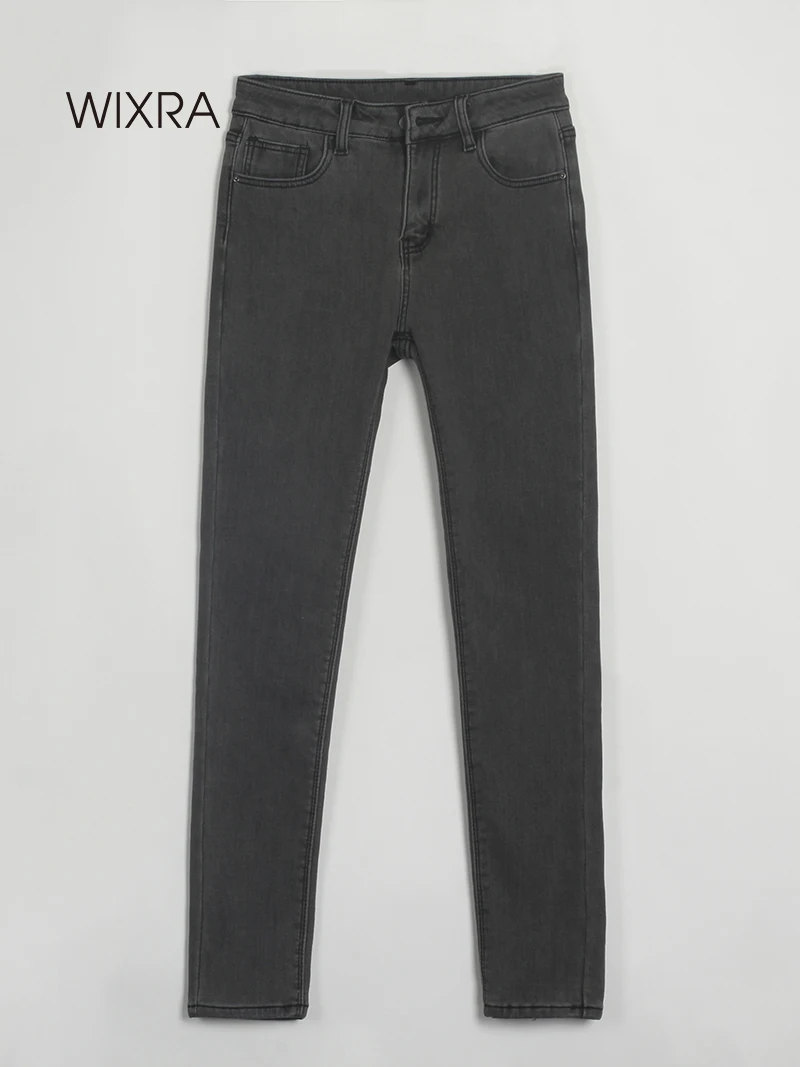 Женские брюки-карандаш Wixra Повседневные базовые обтягивающие джинсы с мехом