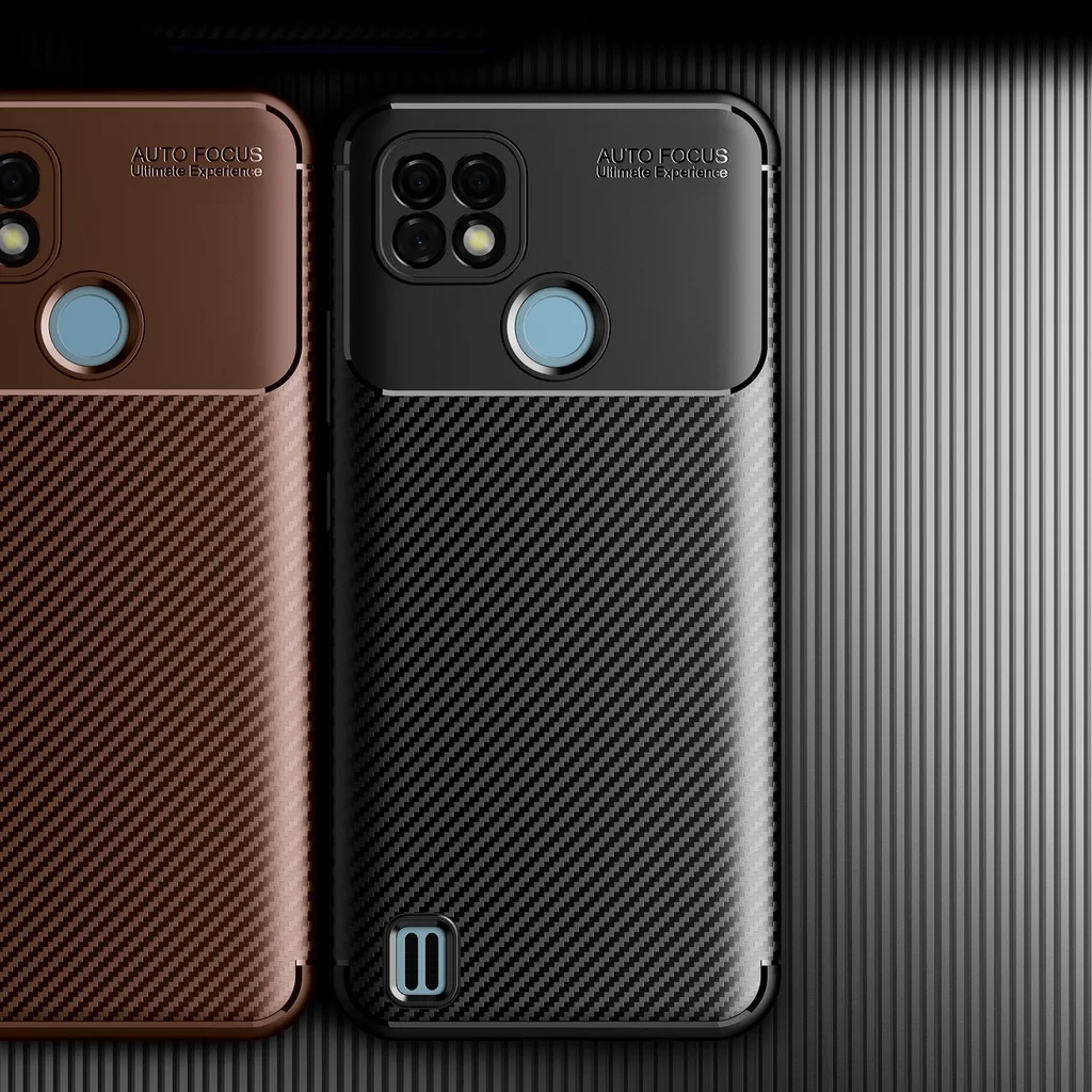 

Carapace Carbon Fiber Case For OPPO Realme 8 7 6 Pro C11 C12 C15 V11 V13 Q2i 7i Carbon Fiber Carapace Protective Luxury Cover