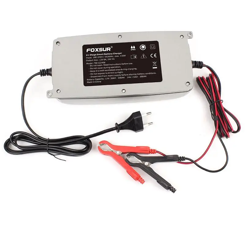 

12v 24v Car Battery Charger With Lcd Display 11-stage Smart Battery Charger Truck Waterproof Lead-acid Battery Charger