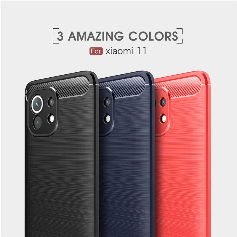 Чехол для Xiaomi Mi 11 мягкий чехол из углеродного волокна задняя крышка защитный