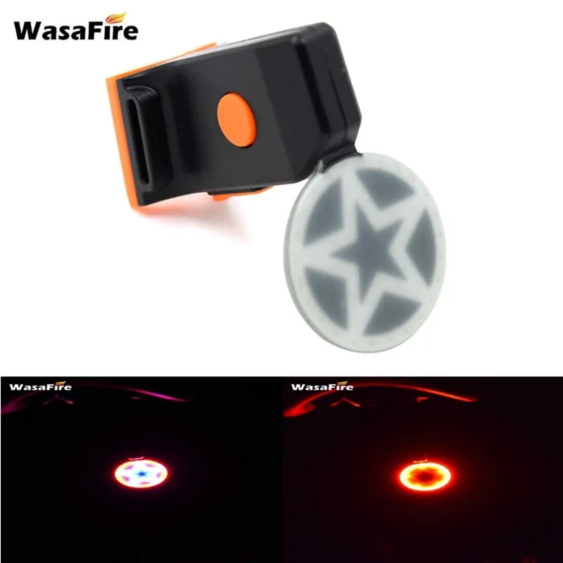 Задний фонарь для велосипеда WasaFire с пятью звездами 6 режимов синий/красный задний