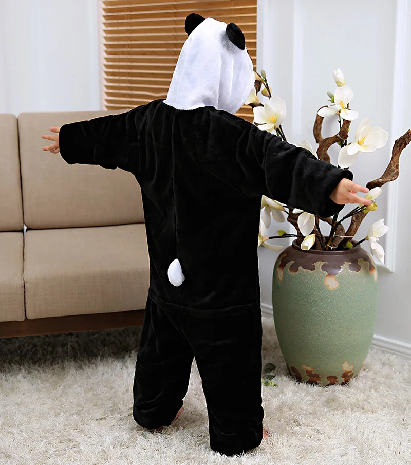 Фланелевая пижама в форме панды унисекс с капюшоном на осень и зиму Детская