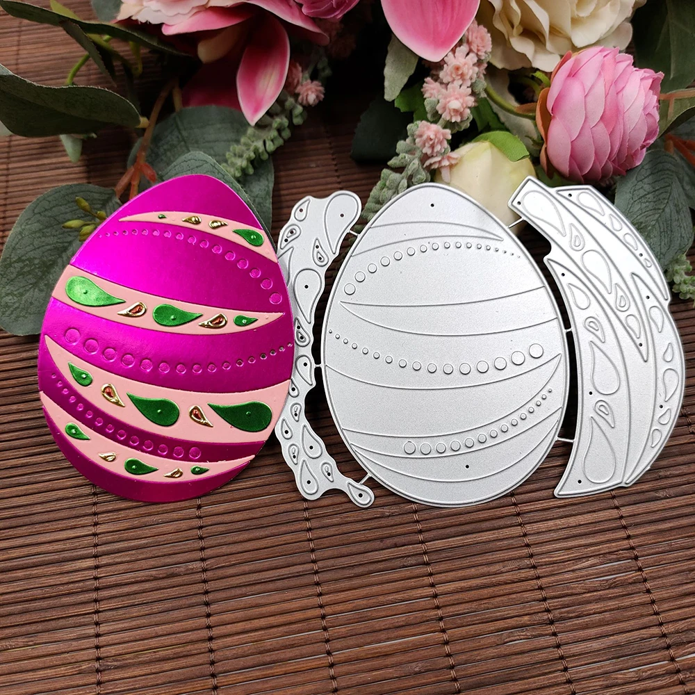 

Happy Easter Egg Metal Cutting Dies Stencil Scrapbooking DIY Album Stamp Paper Card Embossing Decoration 13x10cm/5.12x3.94in
