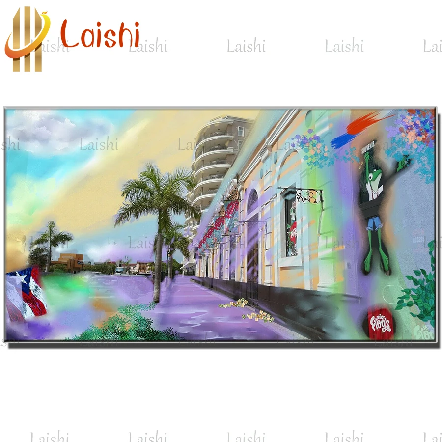 

Puerto Rico, Old San Juan City Abstract Creative diamond rhinestone painting cross stitch decor diamond mosaic sale new arrival