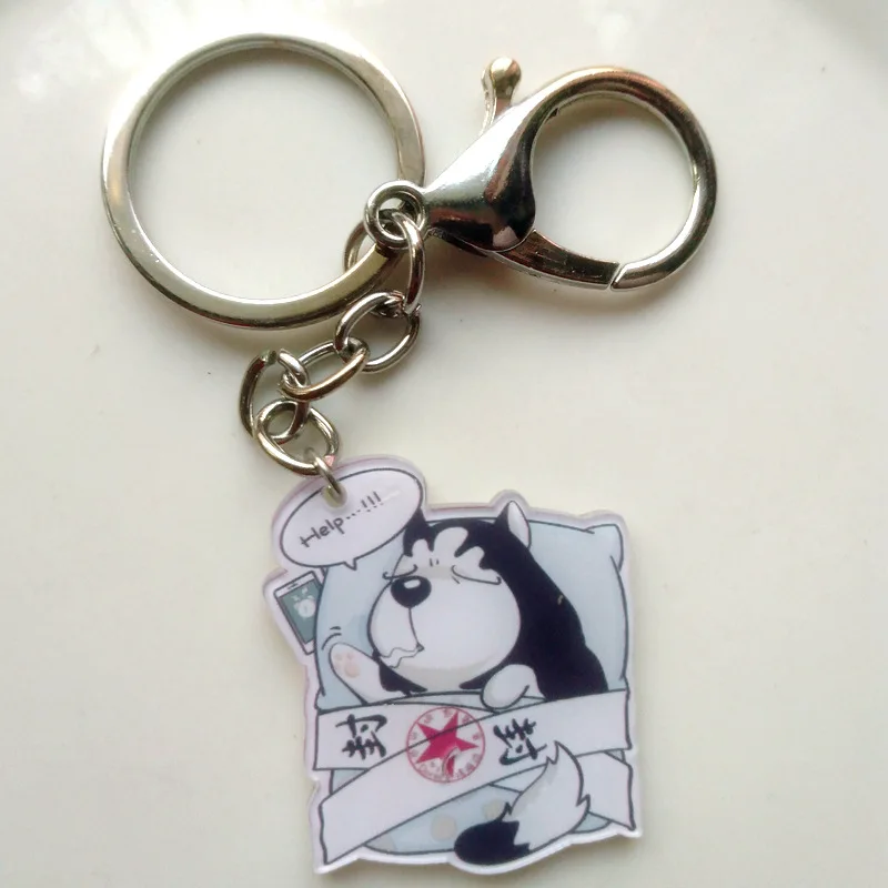 Розовый Fashion Jewelry Pet Keychain Photo Cute dog parts glass convex photo keychain acrylic metal chain keychain fashion accessories - Цвет: Розовый