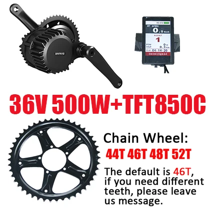 36V500W850C Bafang мотор BBS02 BBS01 48v 750 w/500 w 36V 250 W/350 W/500 W 8fun, фара для электровелосипеда в двигатель комплект для электрического велосипеда, конверсионный набор, BBS02B BBS01B - Цвет: 36V500W850C