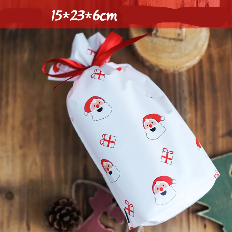 Santa Claus gift 50 шт. веселая Рождественская лента с Санта-Клаусом, сумка на шнурке, сладости, вечерние упаковки, подарок, яблоко, упаковка для конфет и печенья, подарок на Рождество - Цвет: Santa Claus gift