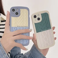 retro winter knitted sweater art japanese phone case for iphone 13 12 11 pro max xs max xr 7 8 plus x 7plus case cute soft cover