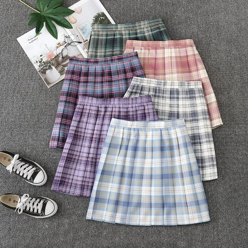

Harajuku Preppy Style Plaid Skirts Women Pleat Skirt Mini Cute Japanese School Uniforms Ladies Jupe Kawaii Skirt Saia Faldas