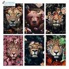 Алмазная 5D картина тигр сделай сам, лев, леопард, мишка, лицо, цветок, вышивка крестиком стразы, стандартный набор для вышивки