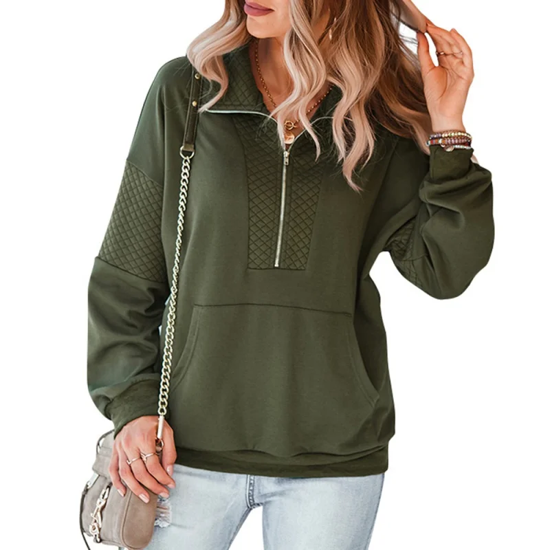 

Женские толстовки с длинным рукавом, теплый удобный пуловер с воротником-стойкой, топы, осенне-зимние толстовки