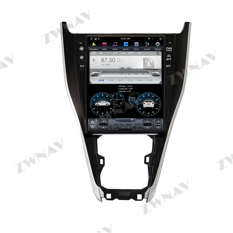 Для Toyota Harrier 12,1 Вертикальный проигрыватель автомобильного DVD GPS-навигатора Android Tesla Style PX6 CARPLAY HDMI-совместимое IPS-радио.