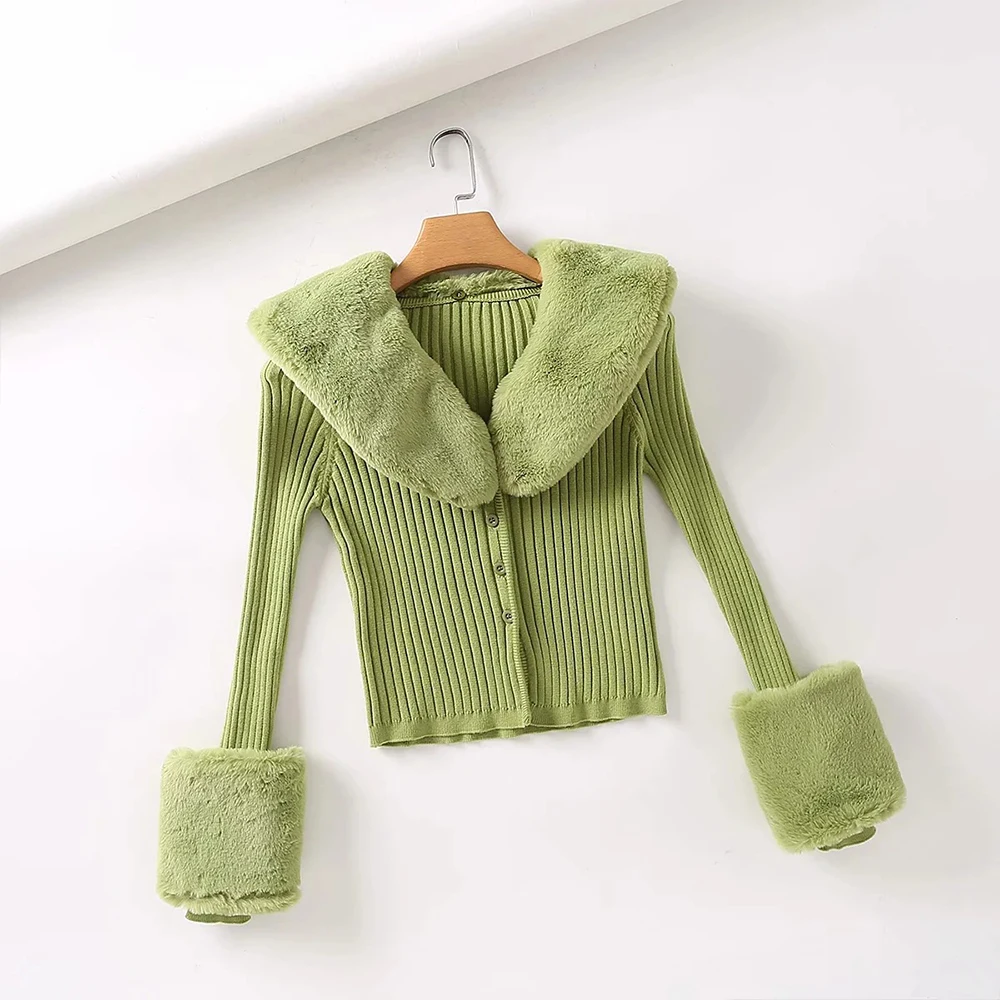 Women Fur Collar Slim Tops Sweater Single-Breasted Sweaters Cardigans Coat Fashion Long Sleeve Womens Sweater Knitted Clothes Women Fur Collar Slim Tops Sweater Single-Breasted Sweaters Cardigans Coat Fashion Long Sleeve Womens Sweater Knitted Clothes