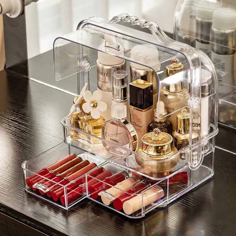 

Transparent Acrylic Cosmetic Storage Box Drawer Large Capacity Makeup Organizer Case Home Desktop Make Up Brush Jewelry Holder