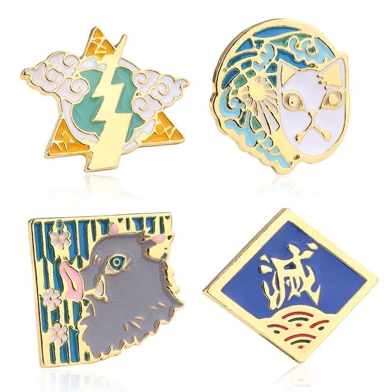 

Game Jewelry Japanese Anime Demon Slayer Pin Button Rubber Brooch Badge For Fans