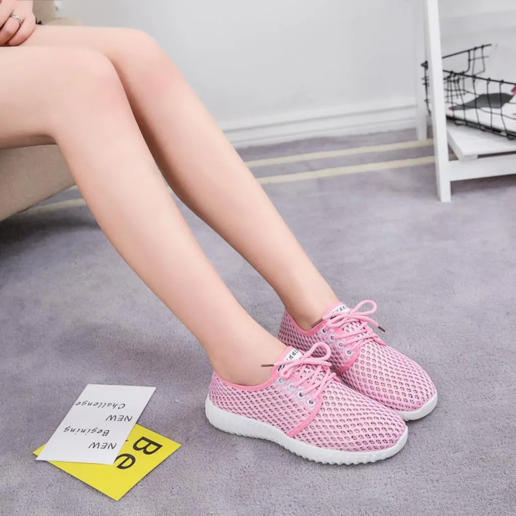 Женские однотонные спортивные кроссовки с дышащей сеткой повседневная обувь для