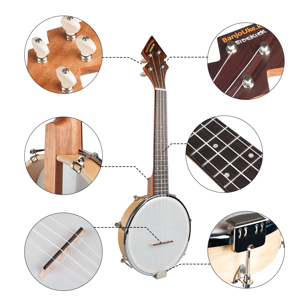 26 дюймов Banjo Banjolele укулеле 4-струнный винтажный с сумкой для переноски электронный