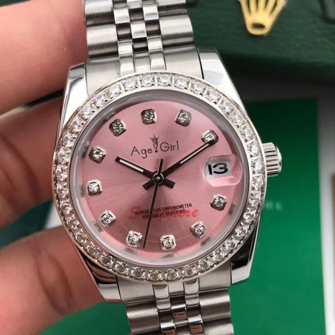 

New Stainless Steel Sapphire Watch Women Lady Automatic Mechanical Diamond Bezel Silver Rose Gold Green Shell Datejust 31mm