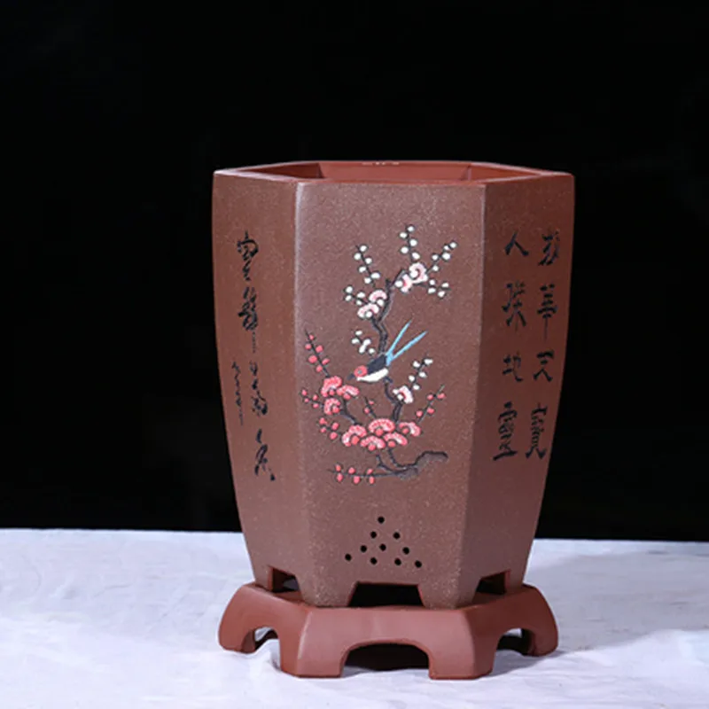 Фиолетовый песок керамический горшок для цветов бассейна с подносом Кливия сад